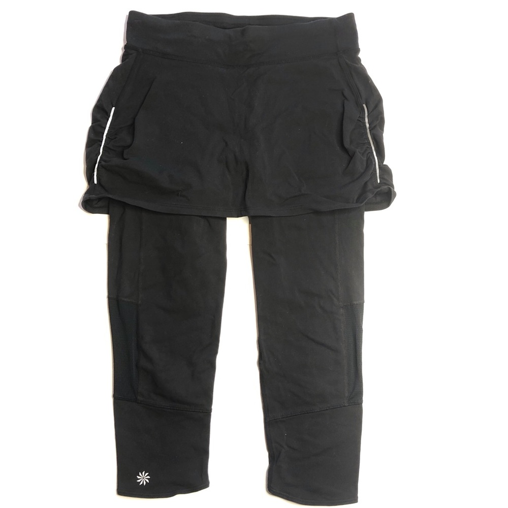 Athleta Contender 2 in 1 Skirt Crop Leggings Capri Black